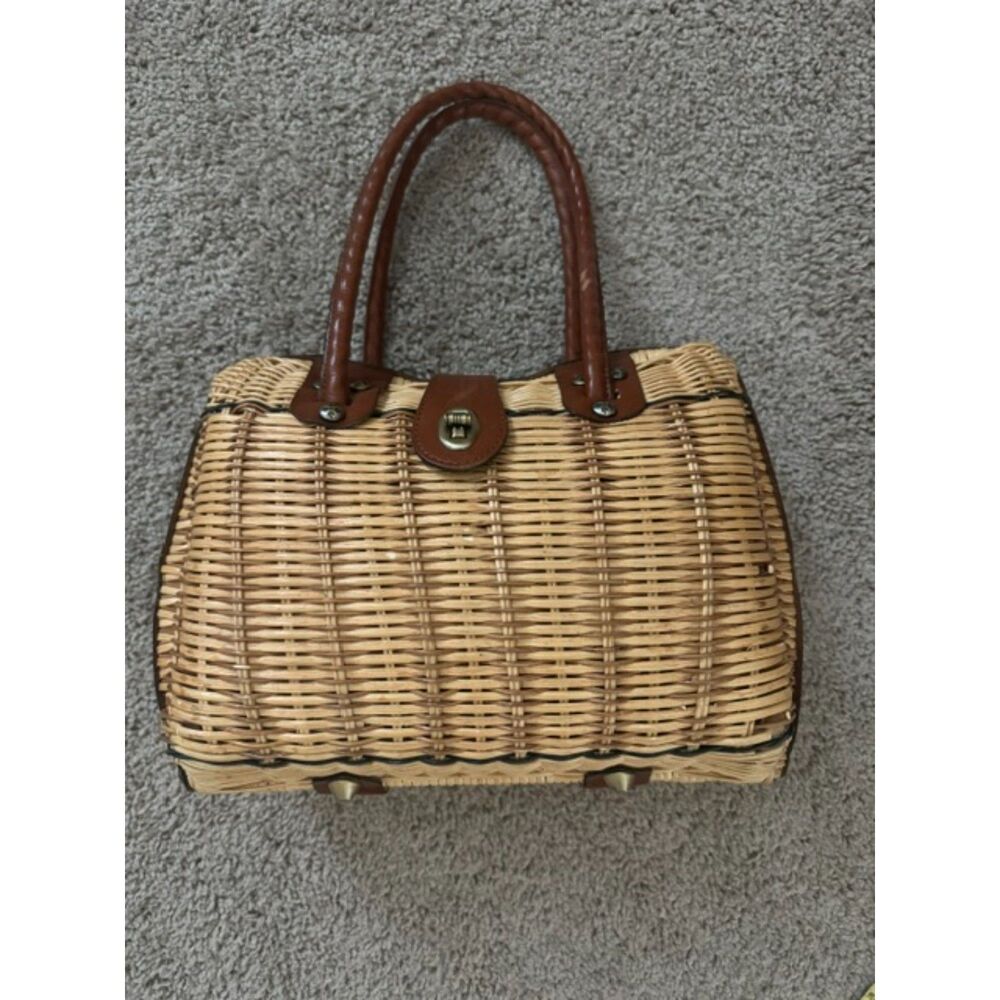 Patricia Nash Wicker Satchel, Tan/Brown.